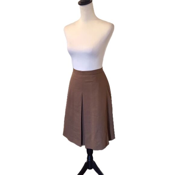 Saks 5th Ave | Vintage Brown A-line Pleated Skirt, Made in Italy, Size L (12-14) - Picture 1 of 8